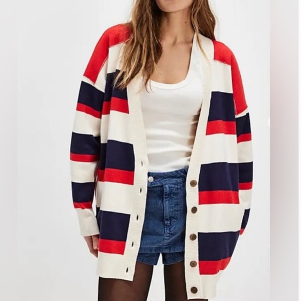 Free people league of her own Women's Sweater cardigan in Americana Combo NWOT